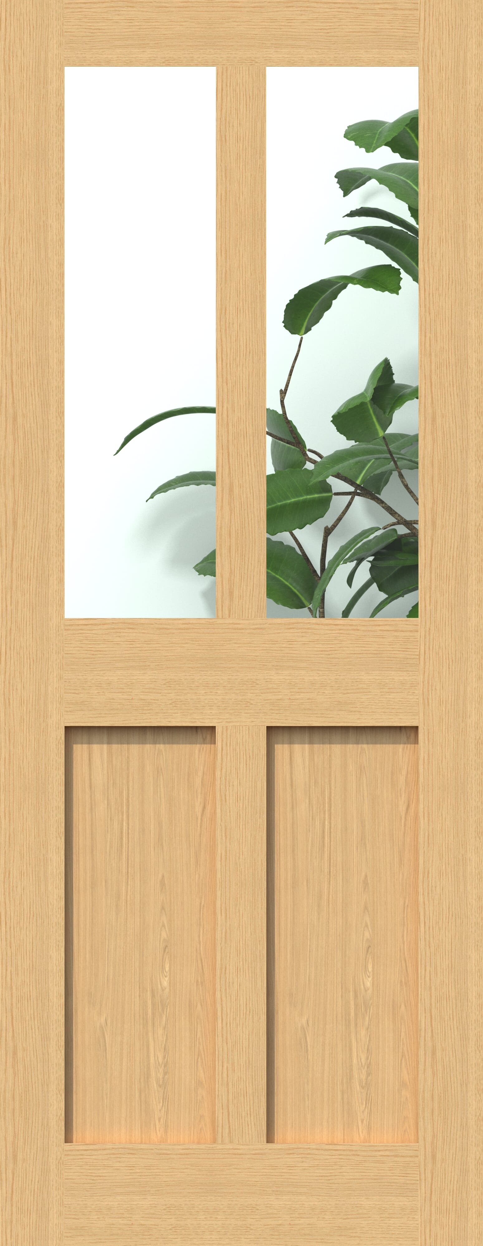 Oak Victorian 4 Panel Shaker - Clear Glass Fire Door