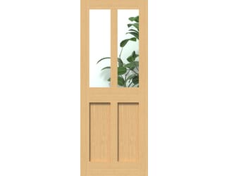 Oak Victorian 4 Panel Shaker - Clear Glass Fire Door