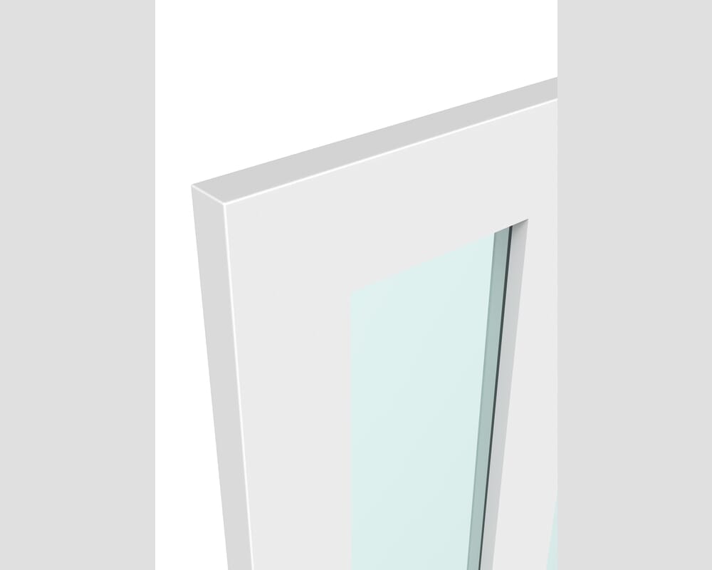 762x1981x44mm (30") White Victorian 4 Panel Shaker - Clear Glass Prefinished Fire Door