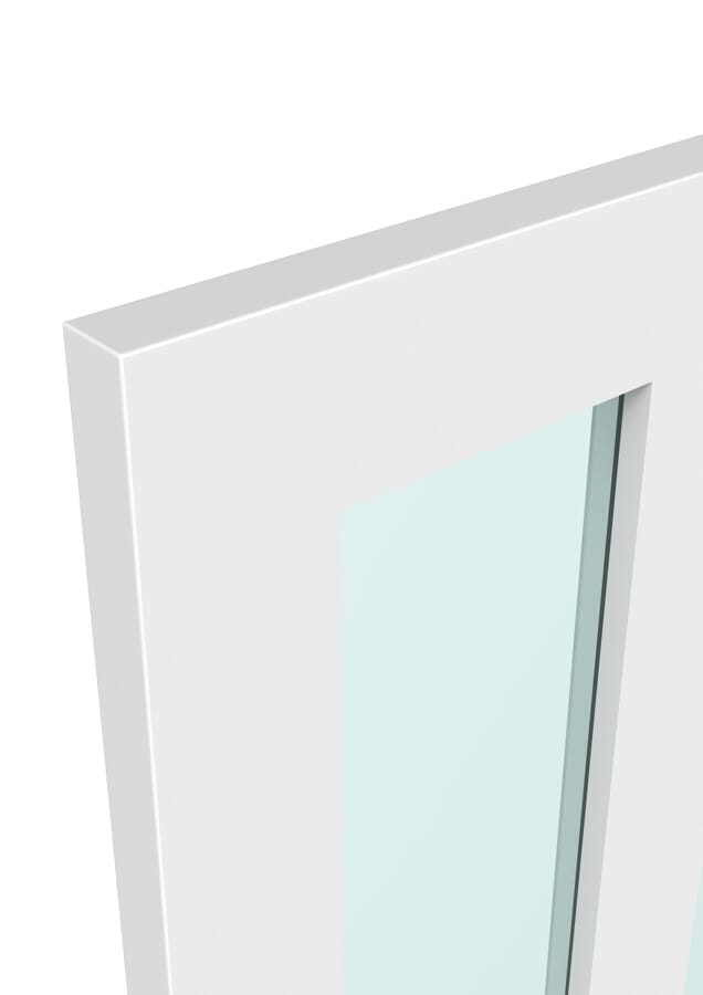 White Victorian 4 Panel Shaker – Clear Glass Prefinished Fire Door