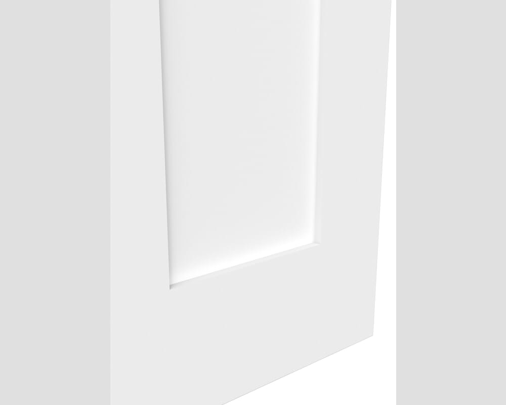 762x1981x44mm (30") White Victorian 4 Panel Shaker - Clear Glass Prefinished Fire Door