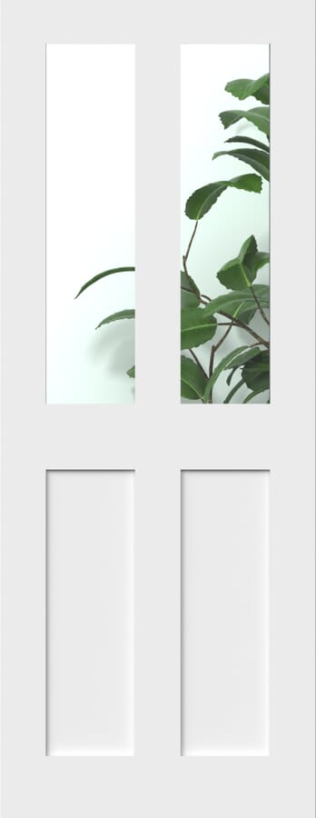 White Victorian 4 Panel Shaker – Clear Glass Prefinished Fire Door