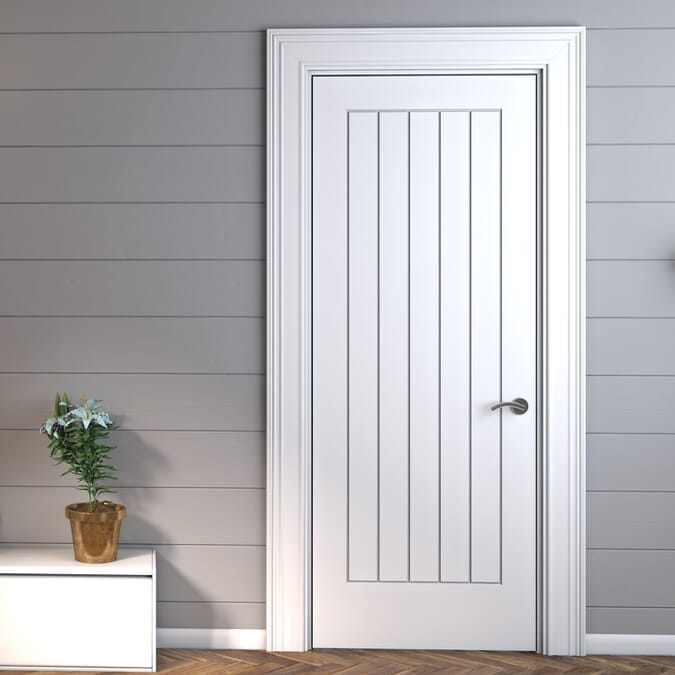 686x1981x35mm (27") Suffolk White Prefinished 35mm Fire Door