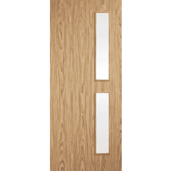 Flush Oak Prefinished 16G Clear Glazed Fire Door