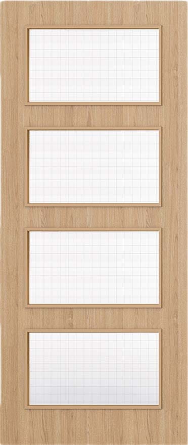 Architectural Oak 04 Georgian Wired Glazed - Prefinished Fire Door Blank