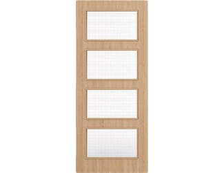 Architectural Oak 04 Georgian Wired Glazed - Prefinished Fire Door Blank