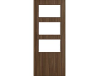 Architectural Walnut 03 Clear Glazed - Prefinished Fire Door Blank