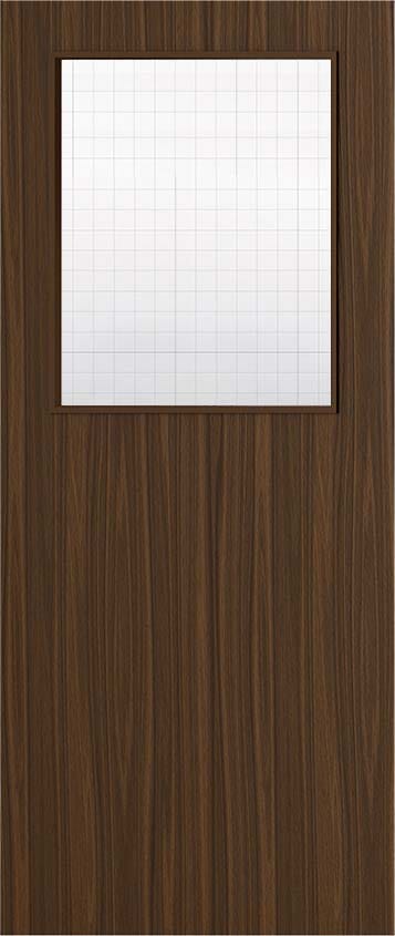 1981x762x44mm (30") Architectural Walnut 01 Georgian Wired Glazed - Prefinished Fire Door Blank