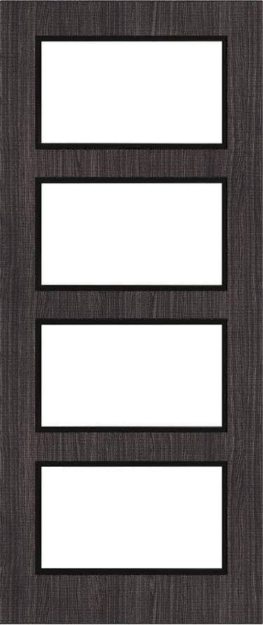 Architectural Dark Grey Ash 04 Clear Glazed - Prefinished Fire Door Blank