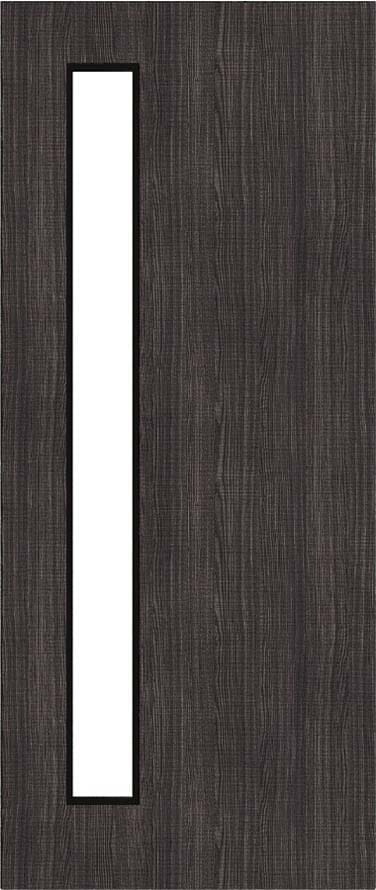 Architectural Dark Grey Ash 06 Clear Glazed - Prefinished Fire Door Blank