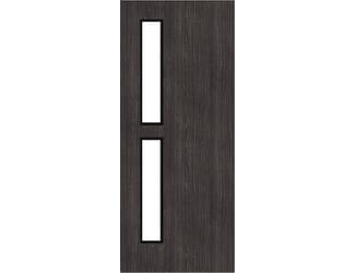 Architectural Dark Grey Ash 07 Clear Glazed - Prefinished Fire Door Blank