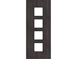 Architectural Dark Grey Ash 09 Clear Glazed - Prefinished Fire Door Blank