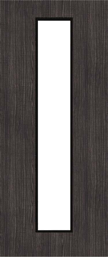 Architectural Dark Grey Ash 10 Clear Glazed - Prefinished Fire Door Blank