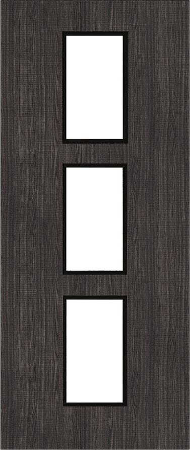 Architectural Dark Grey Ash 11 Clear Glazed - Prefinished Fire Door Blank