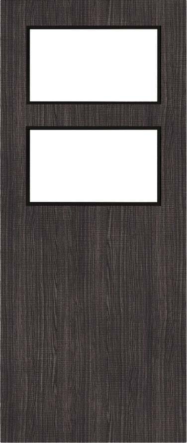 Architectural Dark Grey Ash 02 Frosted Glazed - Prefinished Fire Door Blank