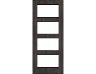 Architectural Dark Grey Ash 04 Frosted Glazed - Prefinished Fire Door Blank