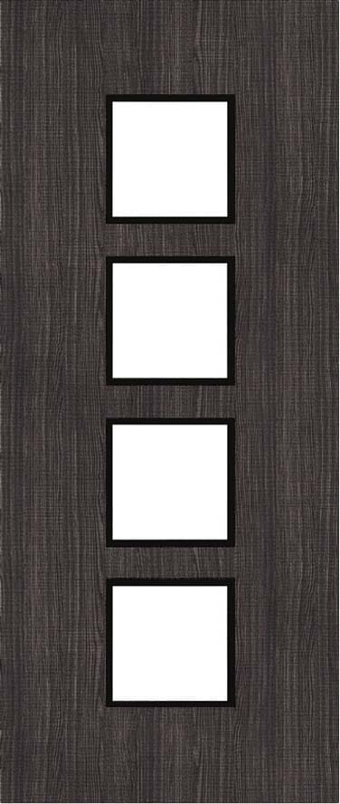 Architectural Dark Grey Ash 09 Frosted Glazed - Prefinished Fire Door Blank