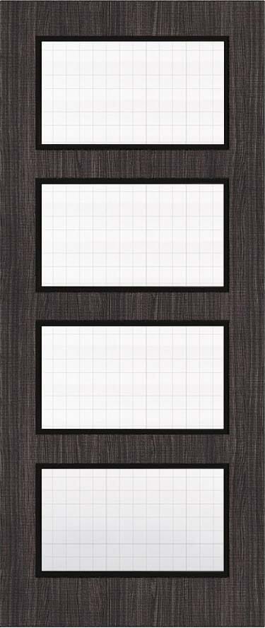 Architectural Dark Grey Ash 04 Georgian Wired Glazed - Prefinished Fire Door Blank