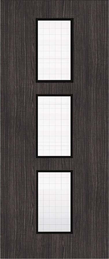 Architectural Dark Grey Ash 11 Georgian Wired Glazed - Prefinished Fire Door Blank