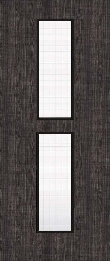 2040x726x44mm Architectural Dark Grey Ash 12 Georgian Wired Glazed - Prefinished Fire Door Blank