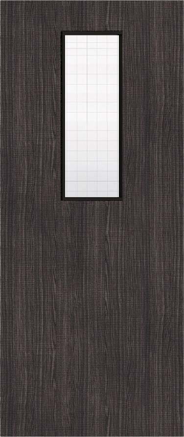 Architectural Dark Grey Ash 14 Georgian Wired Glazed - Prefinished Fire Door Blank