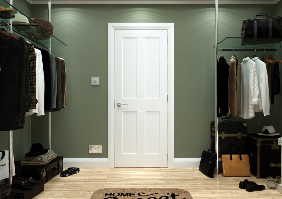 White Smooth Flat 4 Panel Fire Door