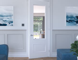 Sandringham Clear Glazed White Fire Door