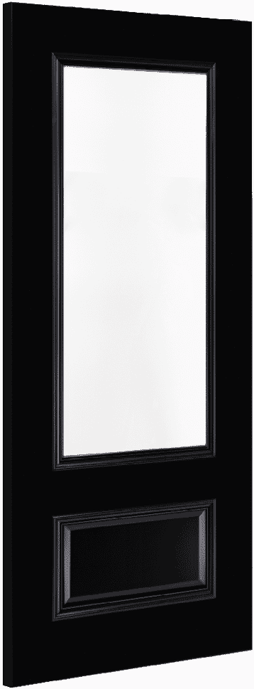 726x2040x44mm Sandringham Black Clear Glazed - Prefinished Fire Door