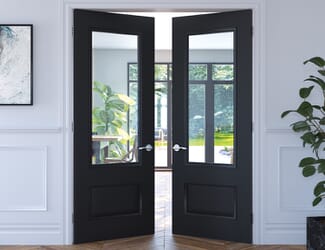 Sandringham Black Clear Glazed - Prefinished Fire Door