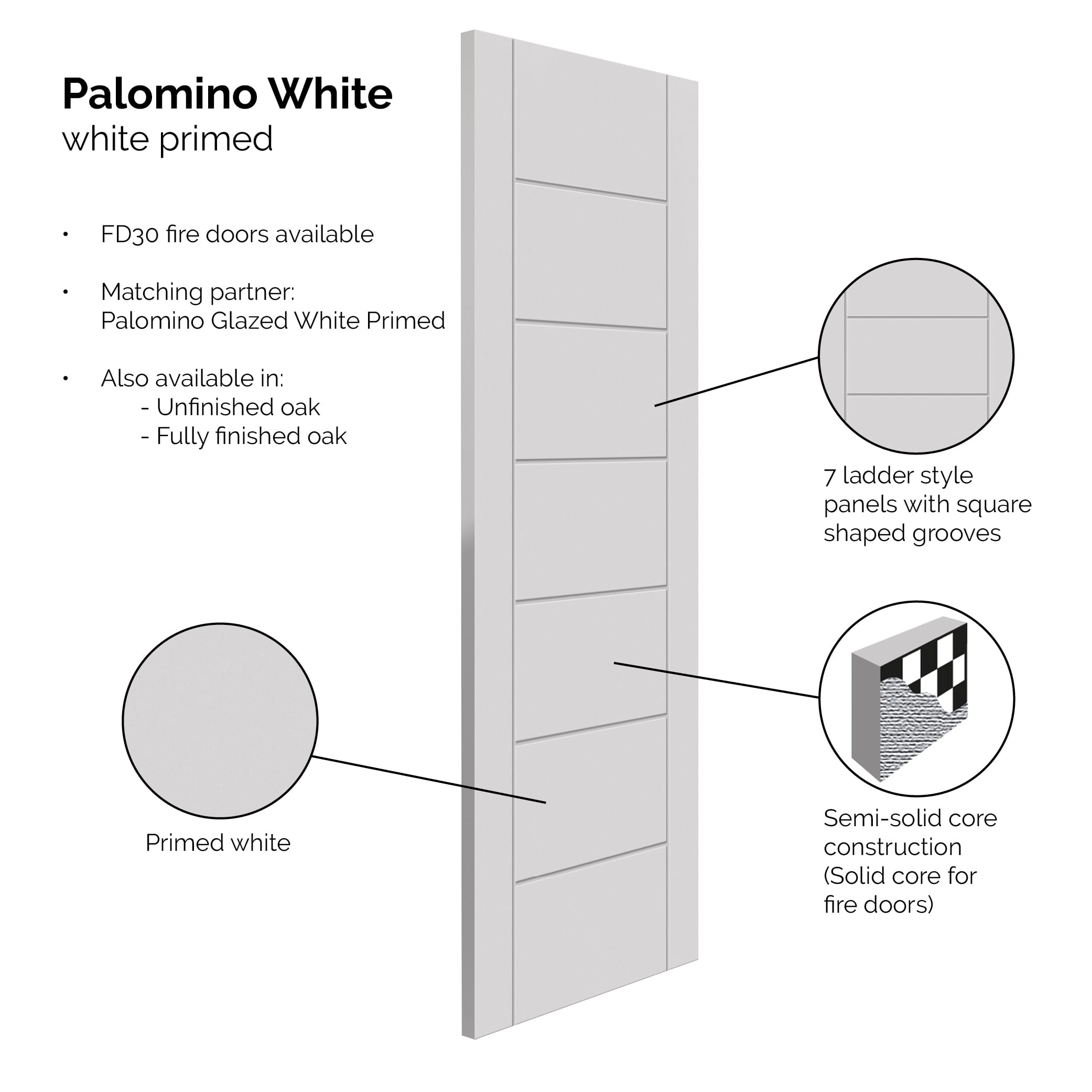 2040x726x44mm White Palomino Fire Door