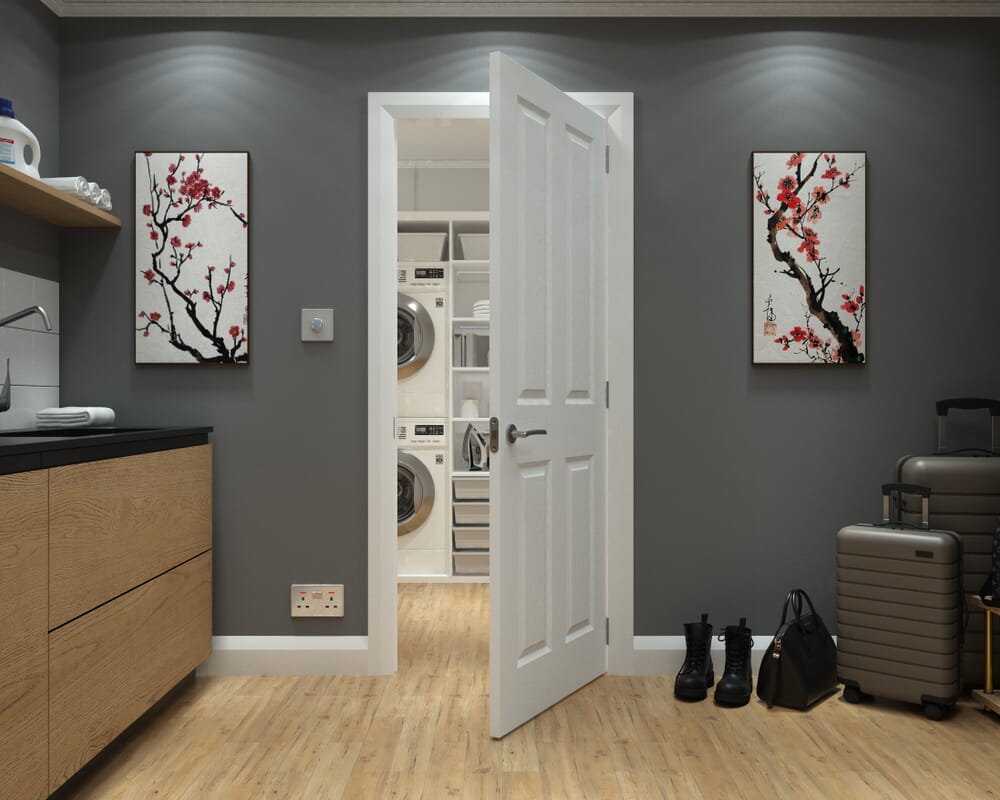 1981mm x 610mm x 44mm (24") White Grained 4 Panel Fire Door