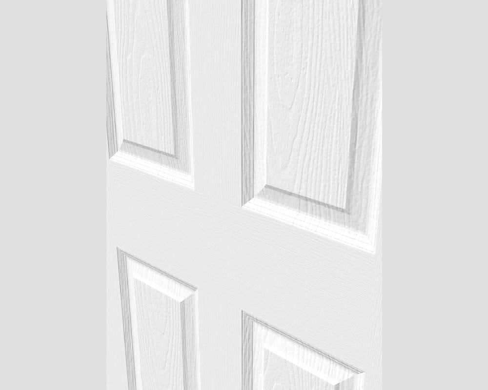 1981mm x 610mm x 44mm (24") White Grained 4 Panel Fire Door