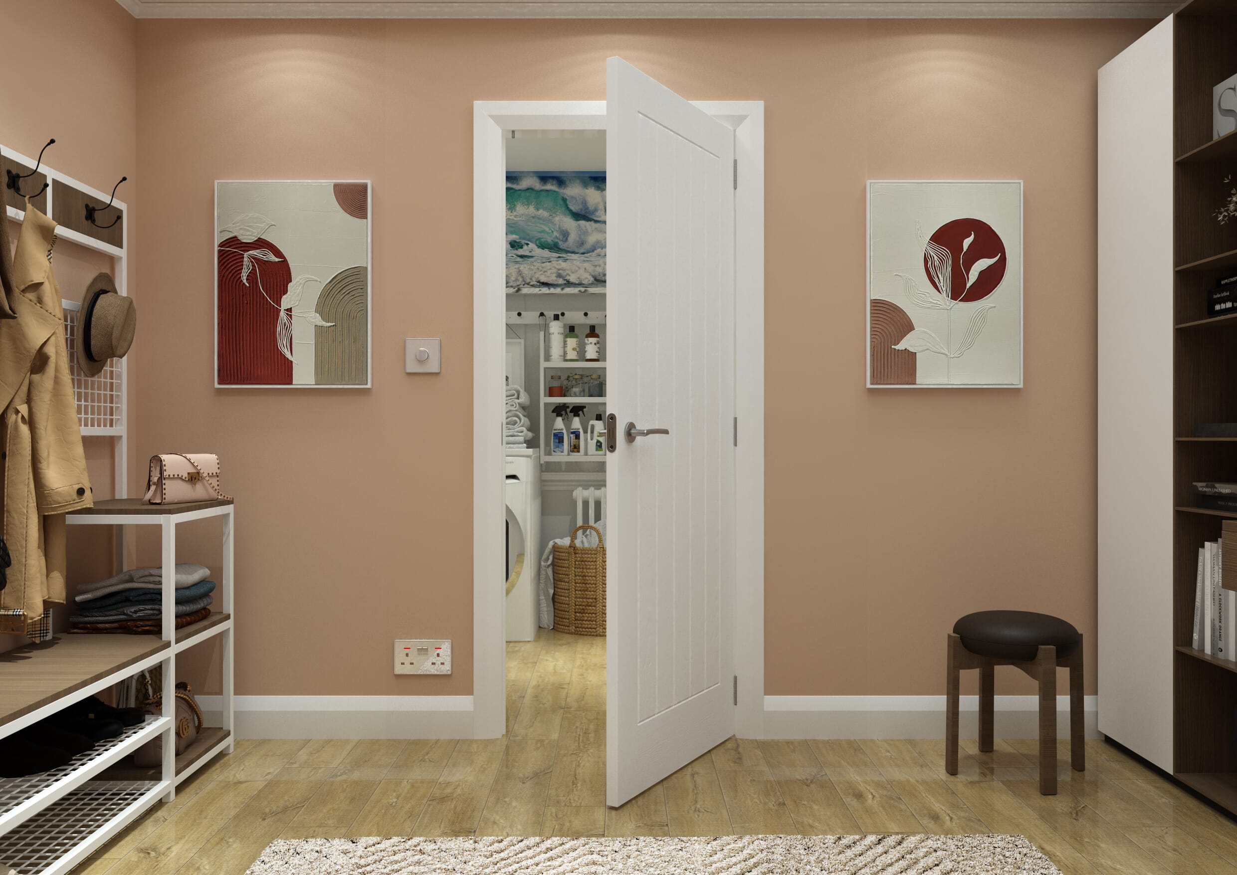 1981mm x 610mm x 44mm (24") White Grained Mexicano Fire Door