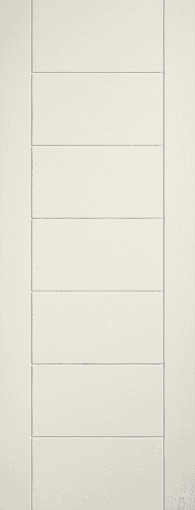 Linear 7 Panel Ivory Laminate Fire Door