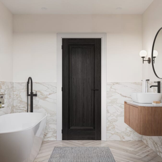 610x1981x44mm Haddon Black Laminate Fire Door