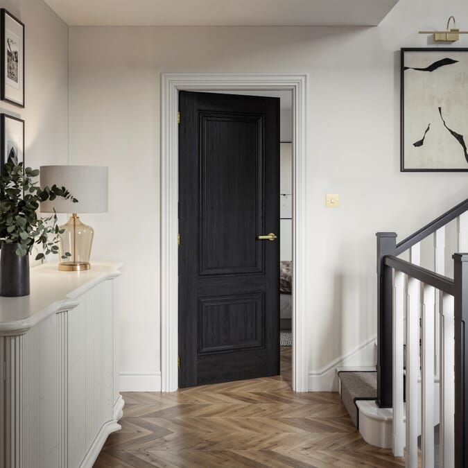 610x1981x44mm Burghley Black Laminate Fire Door