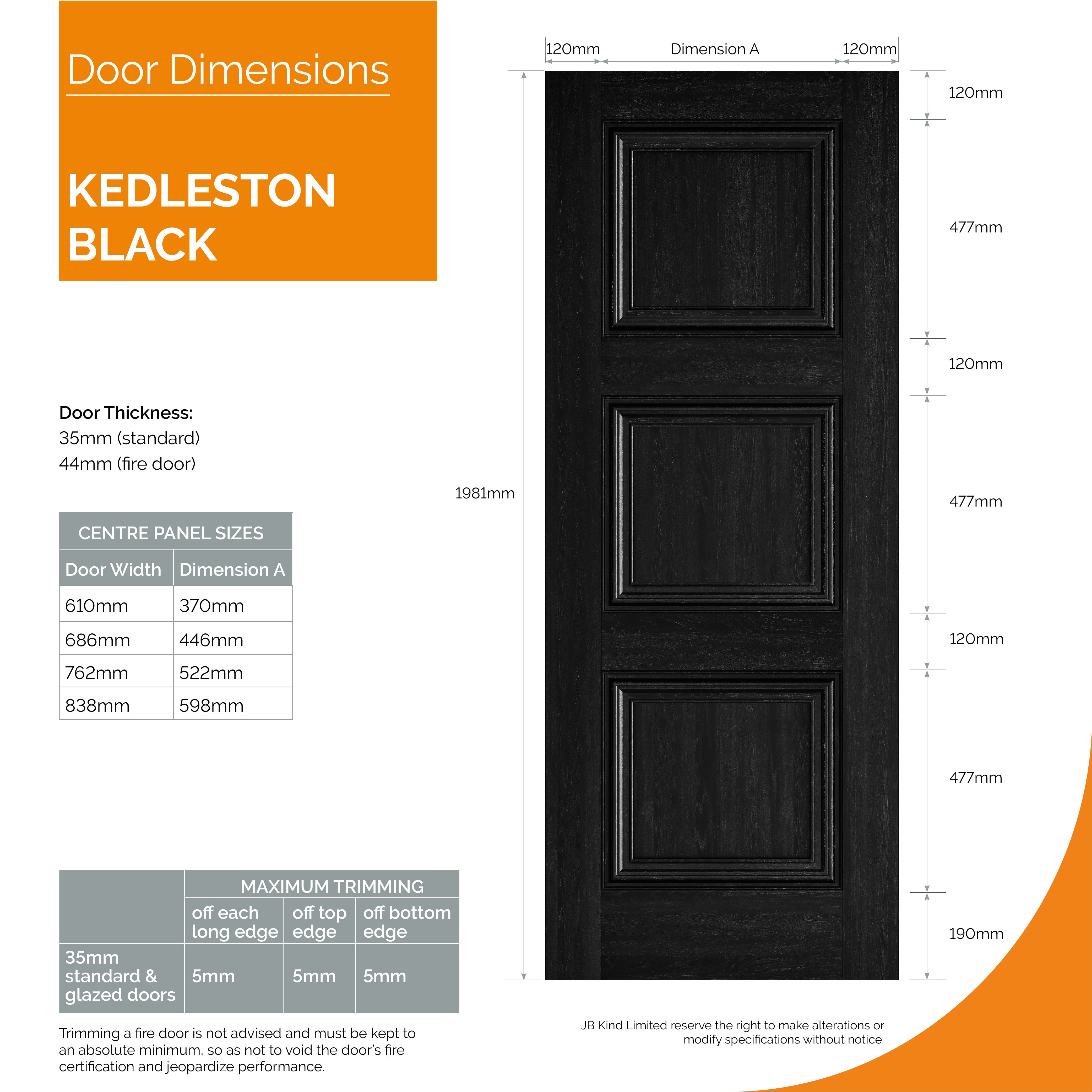 610x1981x44mm Kedleston Black Laminate Fire Door