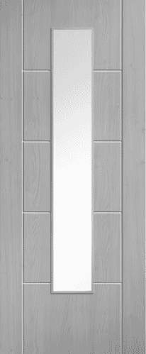 Iseo Grey 1L Clear Glass Laminate Fire Door by PM Mendes