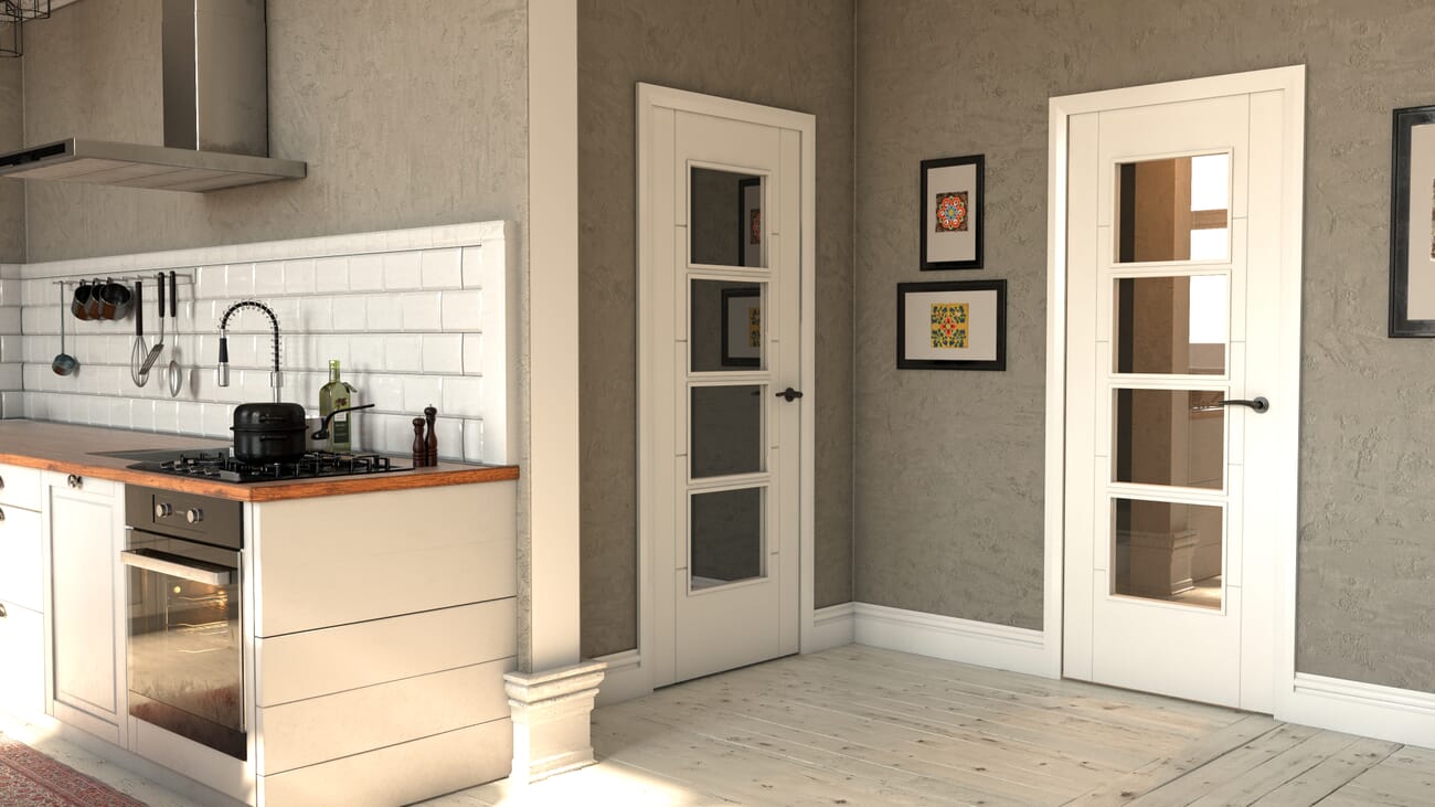 ISEO White 4L Clear Glazed - Prefinished FD30 Fire Door Set
