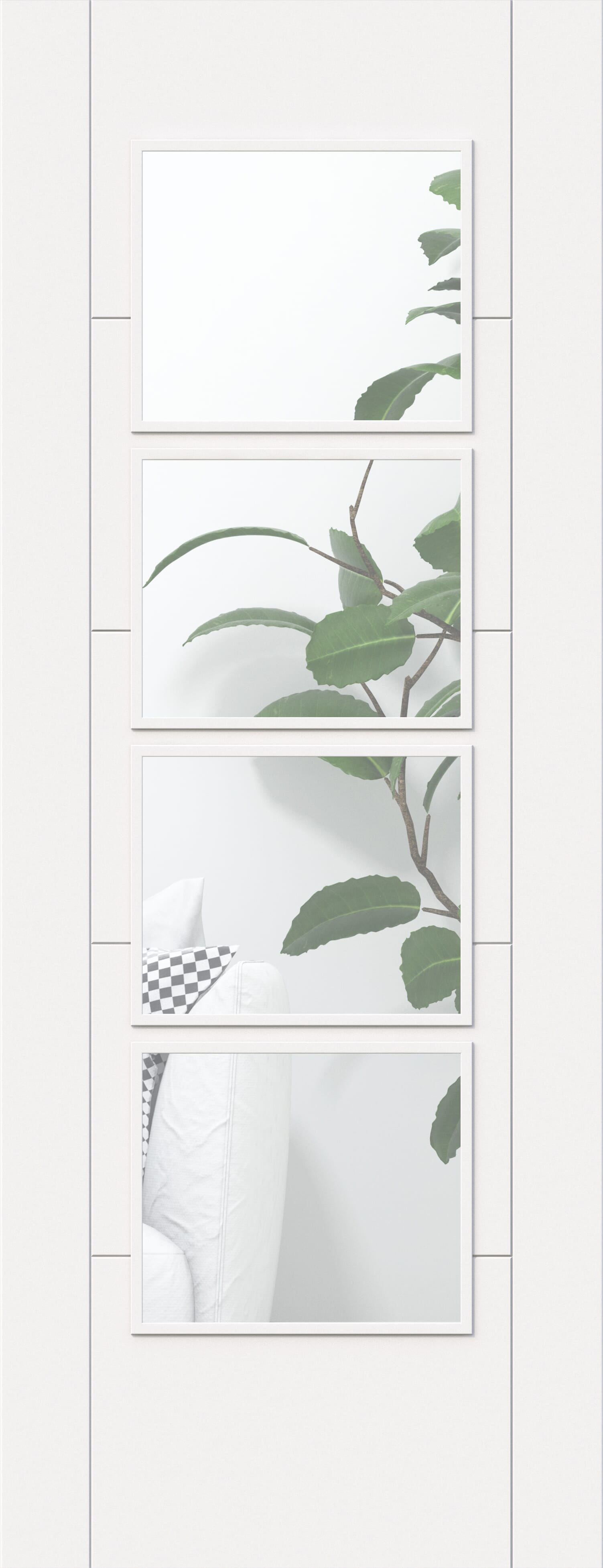 Iseo White 4L Clear Glazed - Prefinished FD30 Fire Door Set