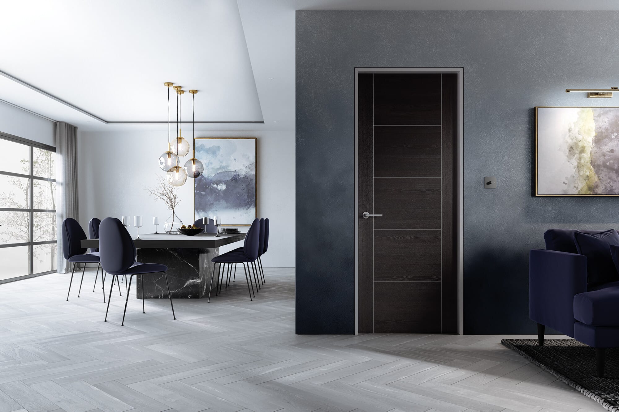 Iseo Dark Grey Laminate - Prefinished FD30 Fire Door Set