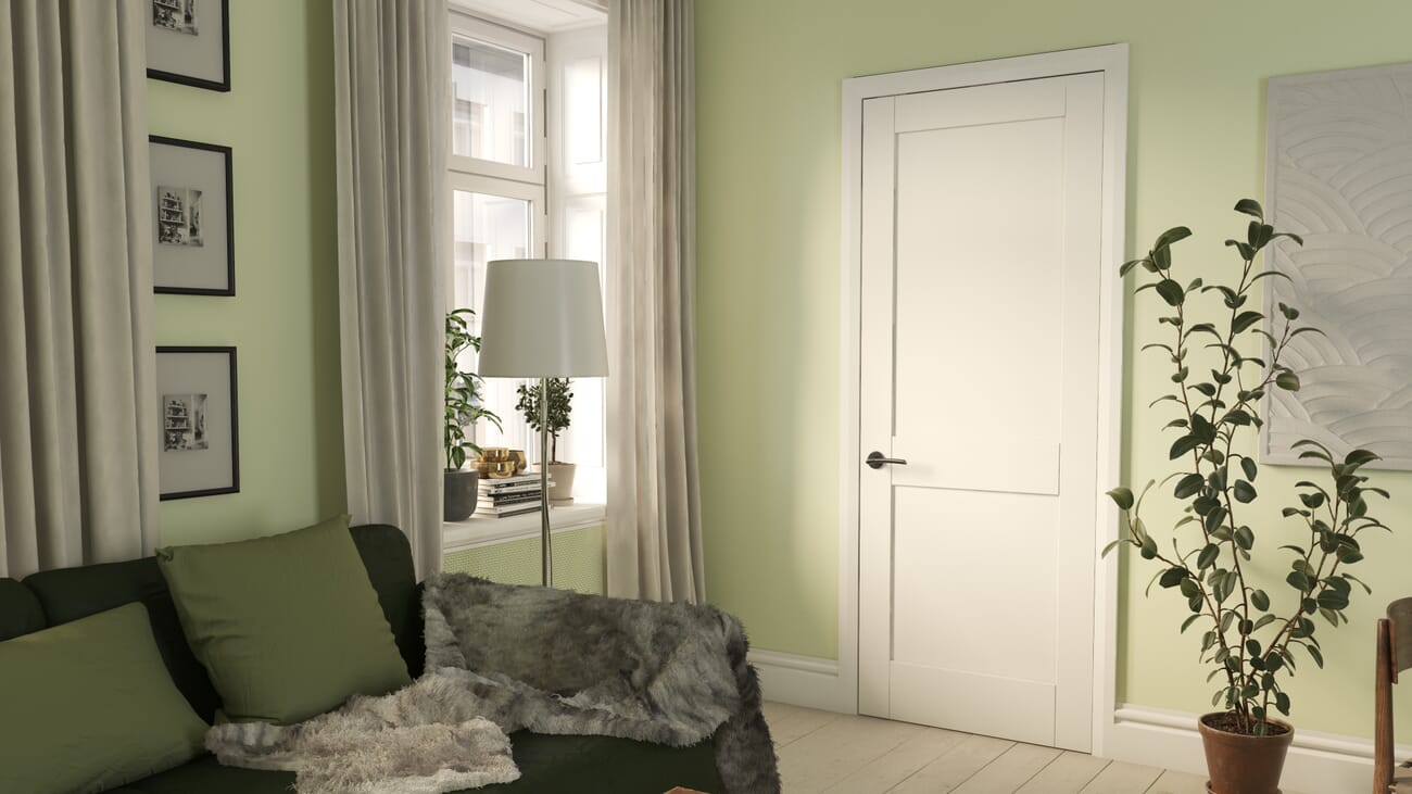 Modern Shaker 2 Panel White - Prefinished FD30 Fire Door Set