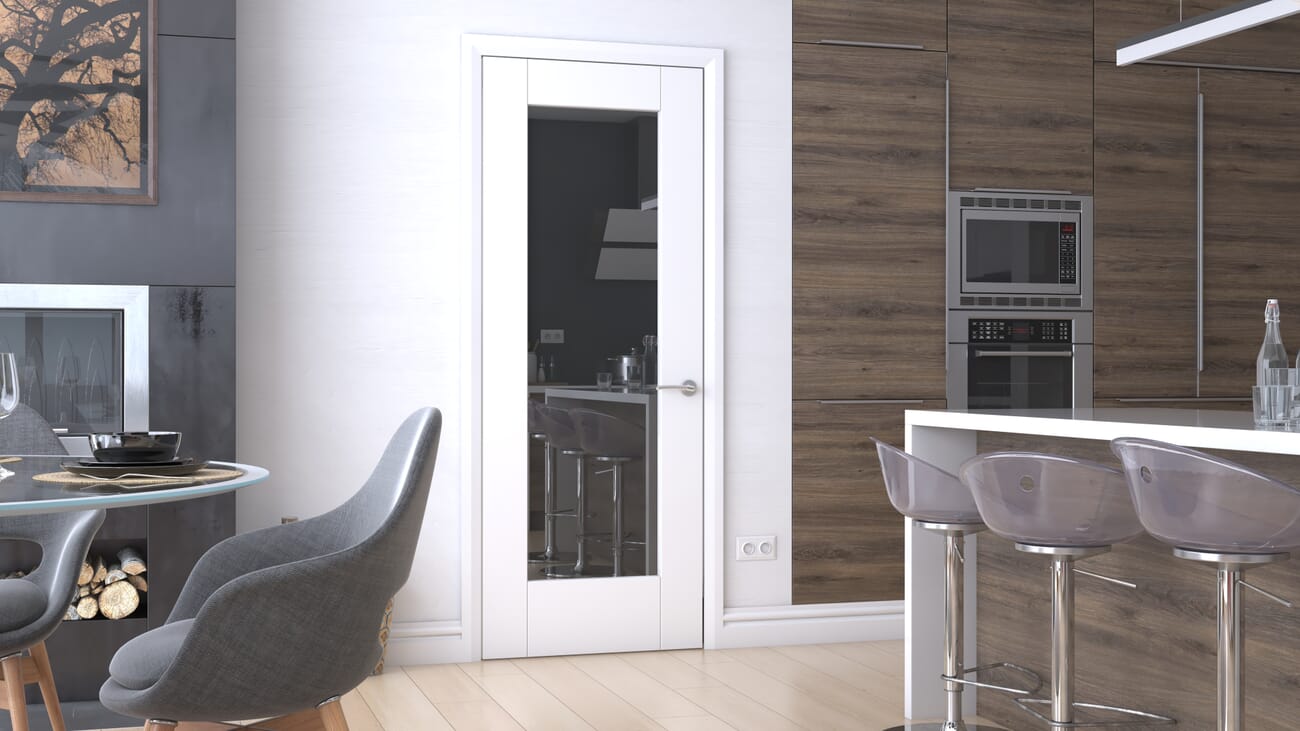 Shaker 1 Light Clear Glazed White FD30 Fire Door Set
