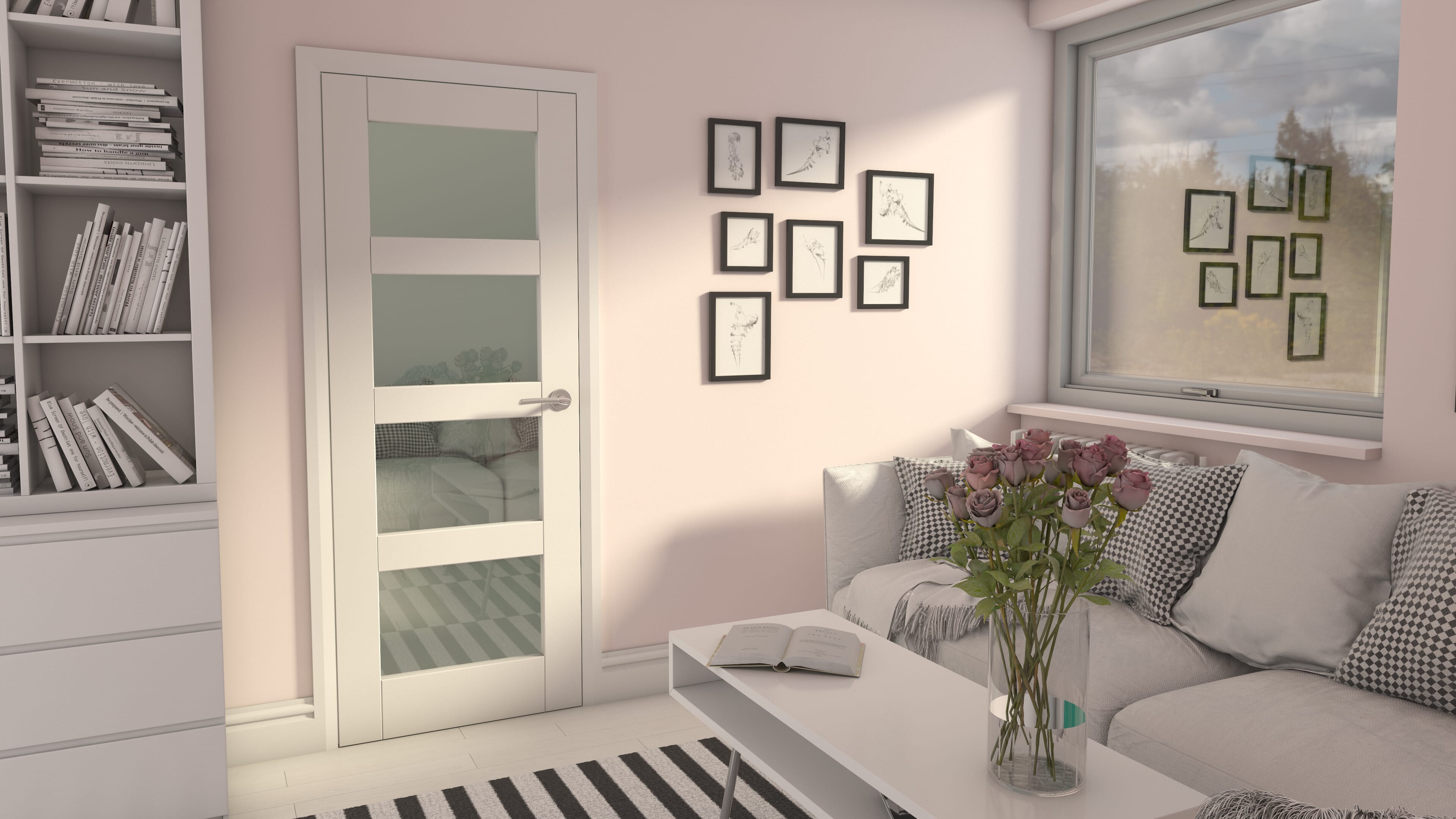 Shaker 4 Light Clear Glazed White FD30 Fire Door Set