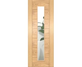 Modern 7 Panel Clear Glazed Oak - Prefinished FD30 Fire Door Set