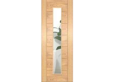 Modern 7 Panel Clear Glazed Oak - Prefinished FD30 Fire Door Set