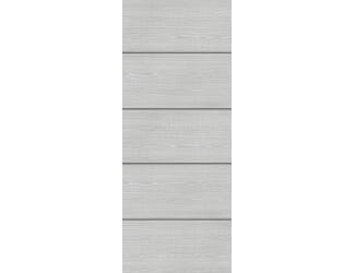 Architectural Flush Light Grey Ash with Horizontal Inlay Prefinished FD30 Fire Door Set