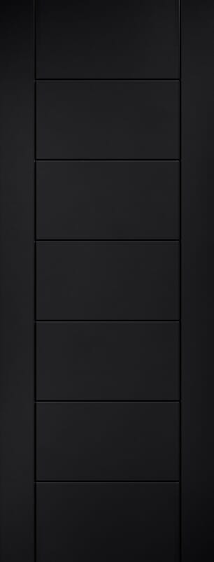 Linear 7 Panel Black Laminate FD30 Fire Door Set