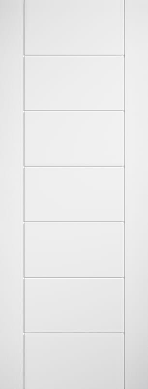 Linear 7 Panel White Fire Door Set