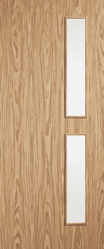 Flush Oak Prefinished 16G Clear Glazed FD30 Fire Door Set